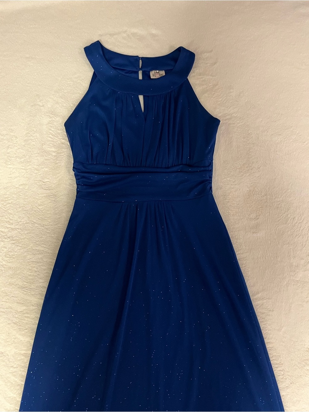 Sweet Storm Royal Blue Halter Dress with Sparkle